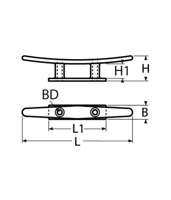 Flat Cleat With 2 Holes A4 ( Various Sizes )